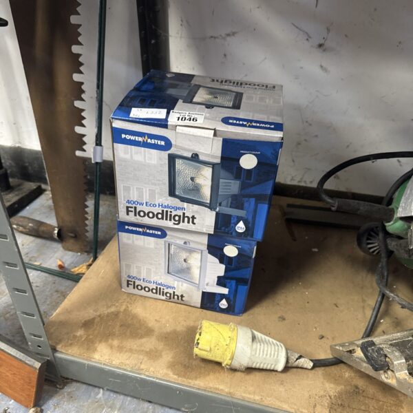 Powermaster 400W halogen security lights in unrestored condition.