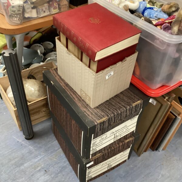 Vintage Encyclopaedia Britannica set of reference books on display.