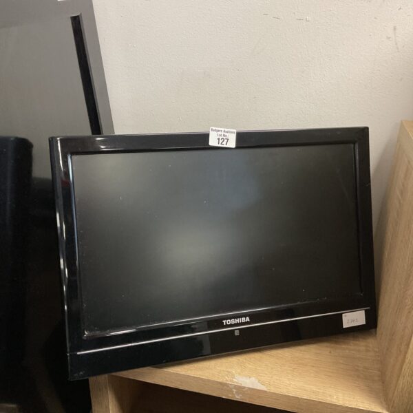 Toshiba 18 inch LCD TV with wall bracket attached.