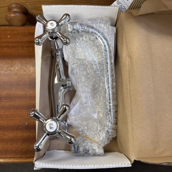 Vintage Aes bathroom mixer tap with crosshead handles.