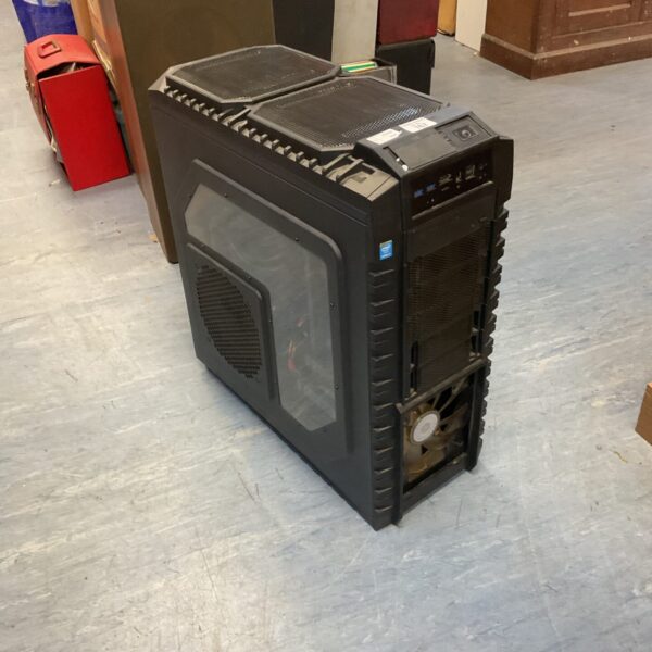 Black Cooler Master gaming PC tower with mesh front panel.