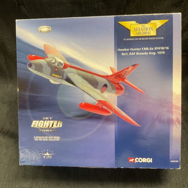 Corgi Hawker Hunter F.MK.6a diecast model in original packaging.