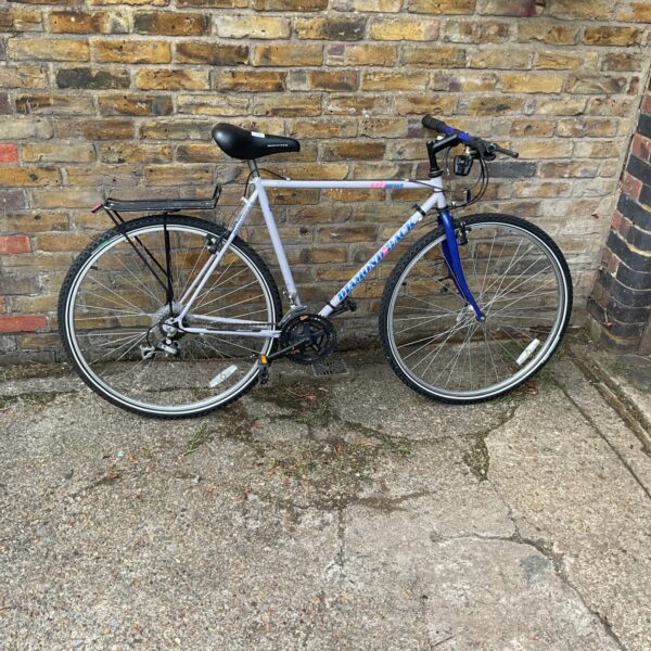 Grey and blue vintage Diamond Back Approach mountain bike.