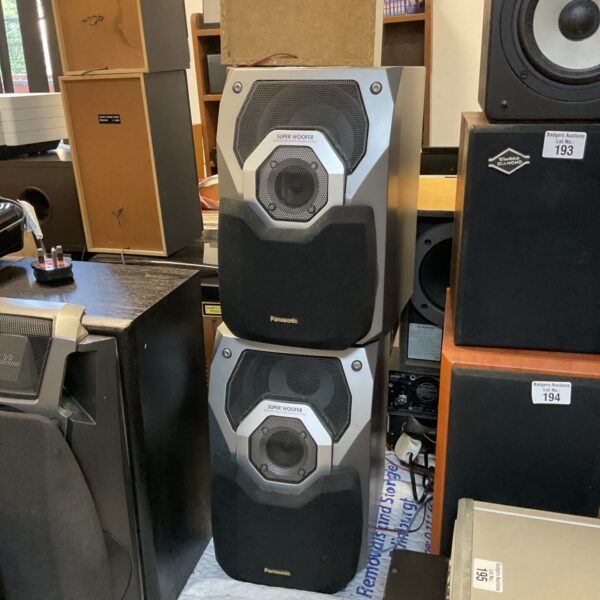 Vintage Panasonic SB-AK27 subwoofer speakers for home audio.