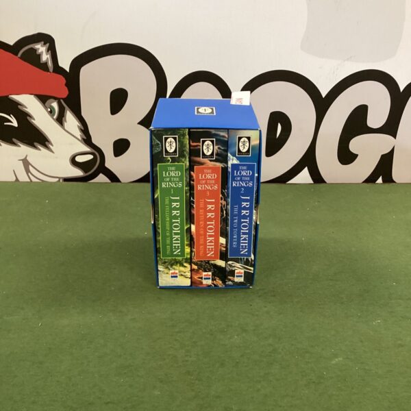 Vintage set of Lord of the Rings trilogy books by J.R.R. Tolkien.