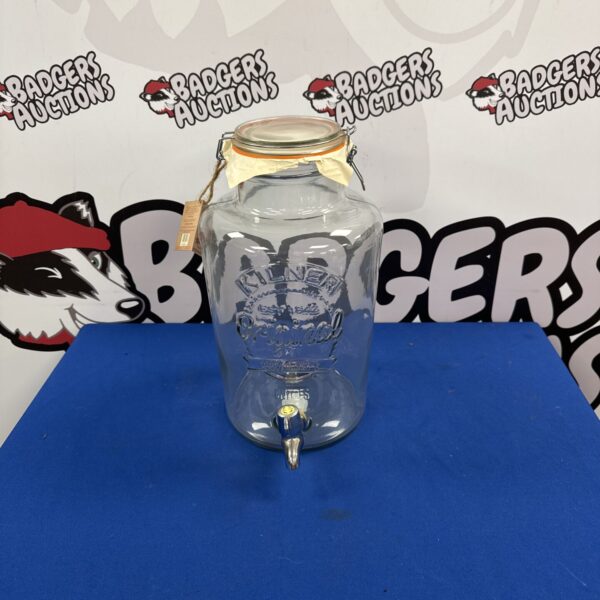 Large Kilner glass drinks dispenser with tap for parties.