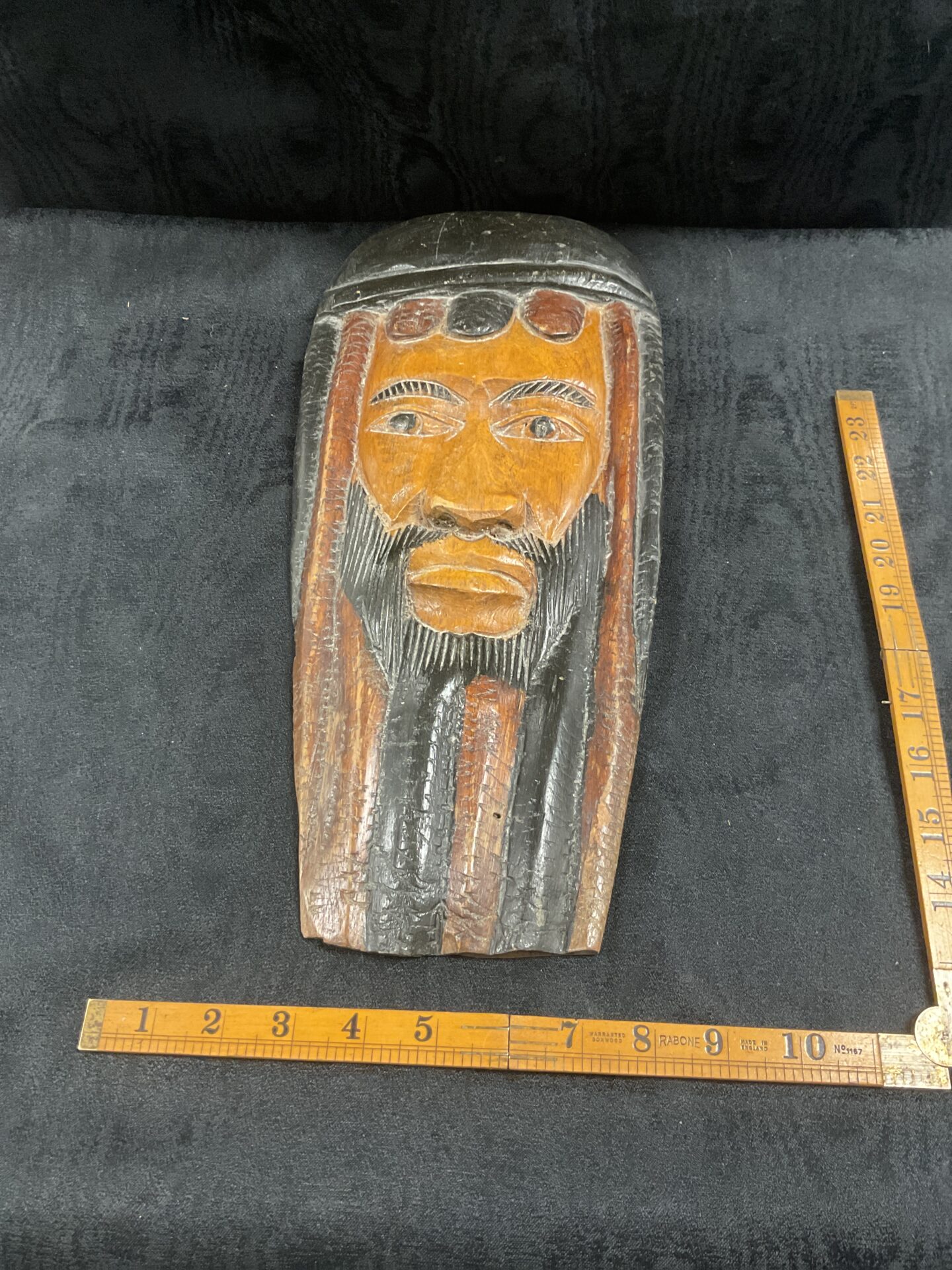 286 West Indian Carved Wood Head Wall plaque