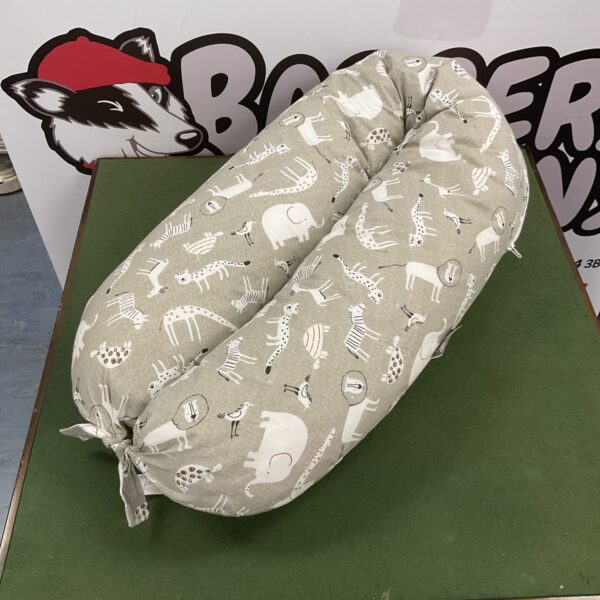 Grey animal print neck cushion for comfort and support.