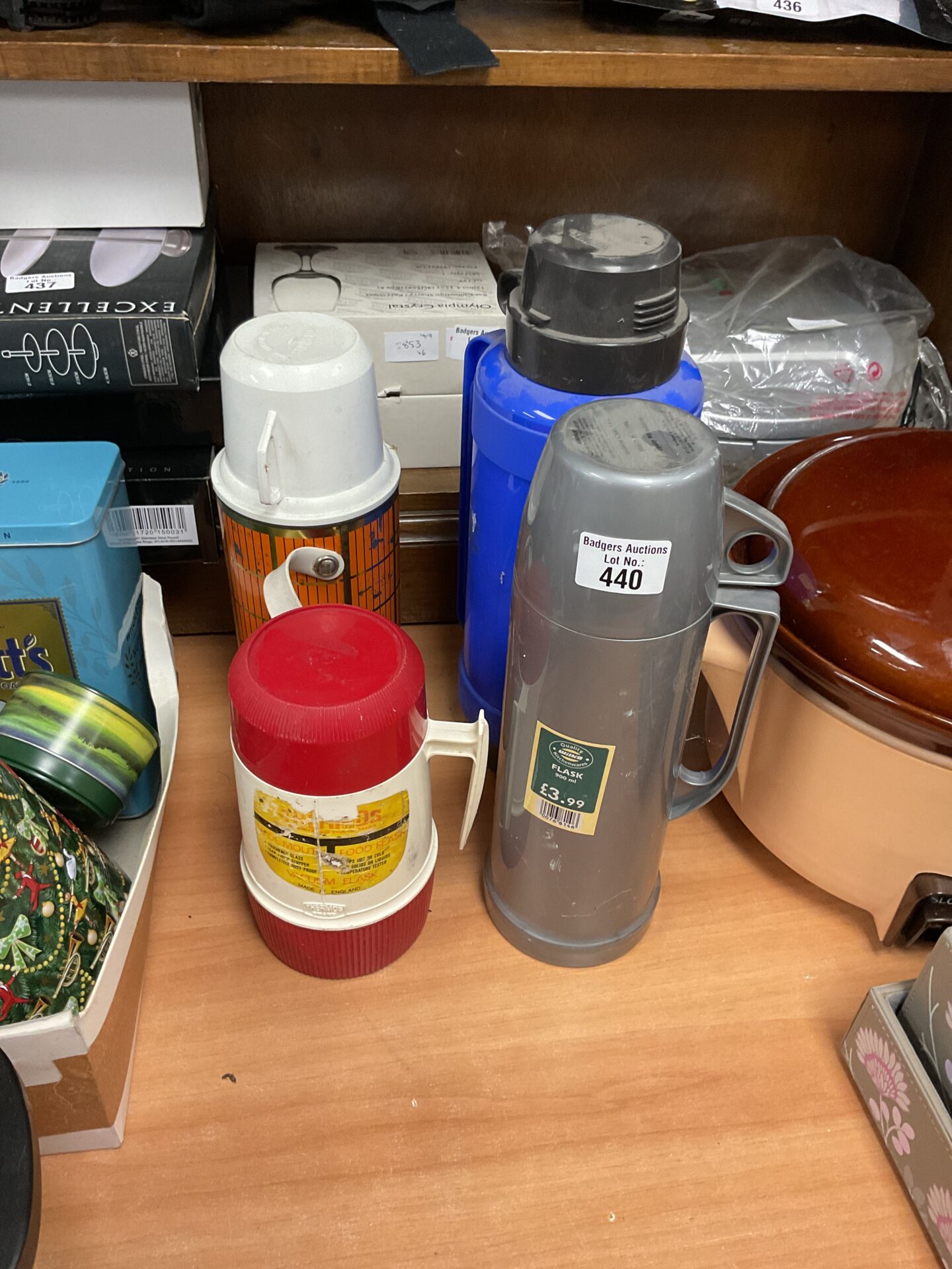 486 Four retro thermos drink flasks