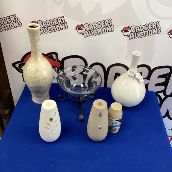 Lot of two tall ceramic vases for home decor.