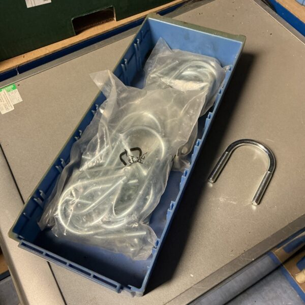 Tray of new U-bolts for automotive or industrial use.