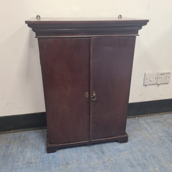 Antique Edwardian mahogany medicinal cabinet with panelled doors.