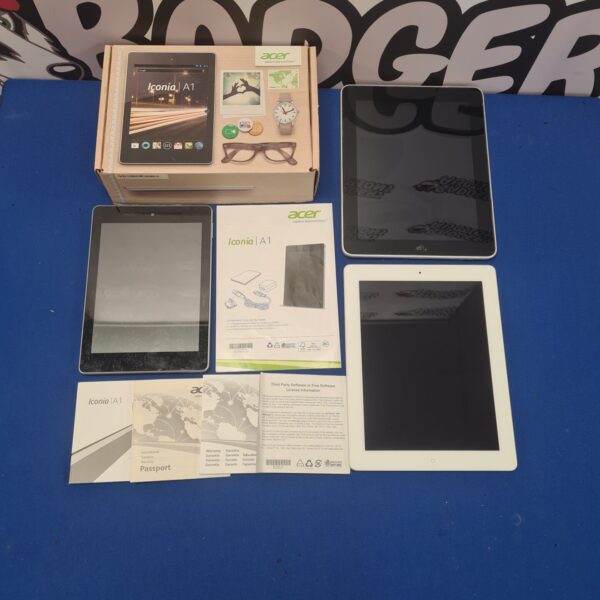Acer Iconia A1 tablet with Apple iPads in a lot.