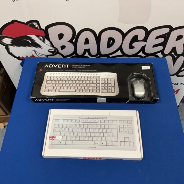 Sleek Advemt wireless aluminium keyboard and mouse set for computers.