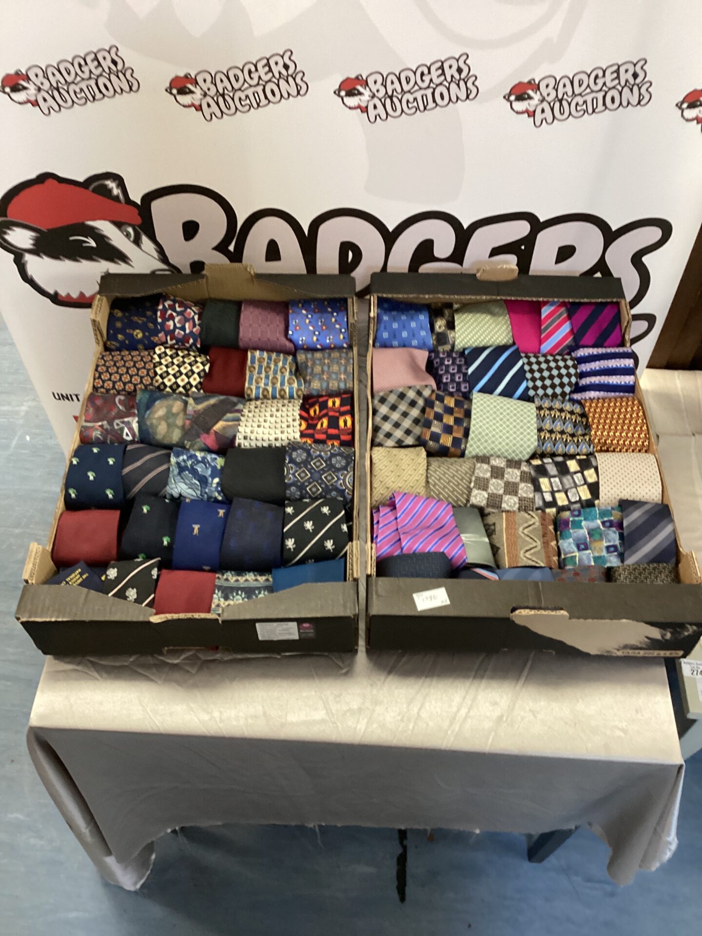 686 Two boxes of assorted ties inc silk