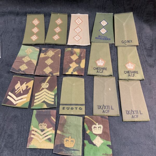 Collection of British Army rank slides showing various military ranks.
