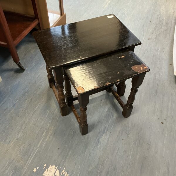 Vintage dark wood occasional tables, a charming pair.