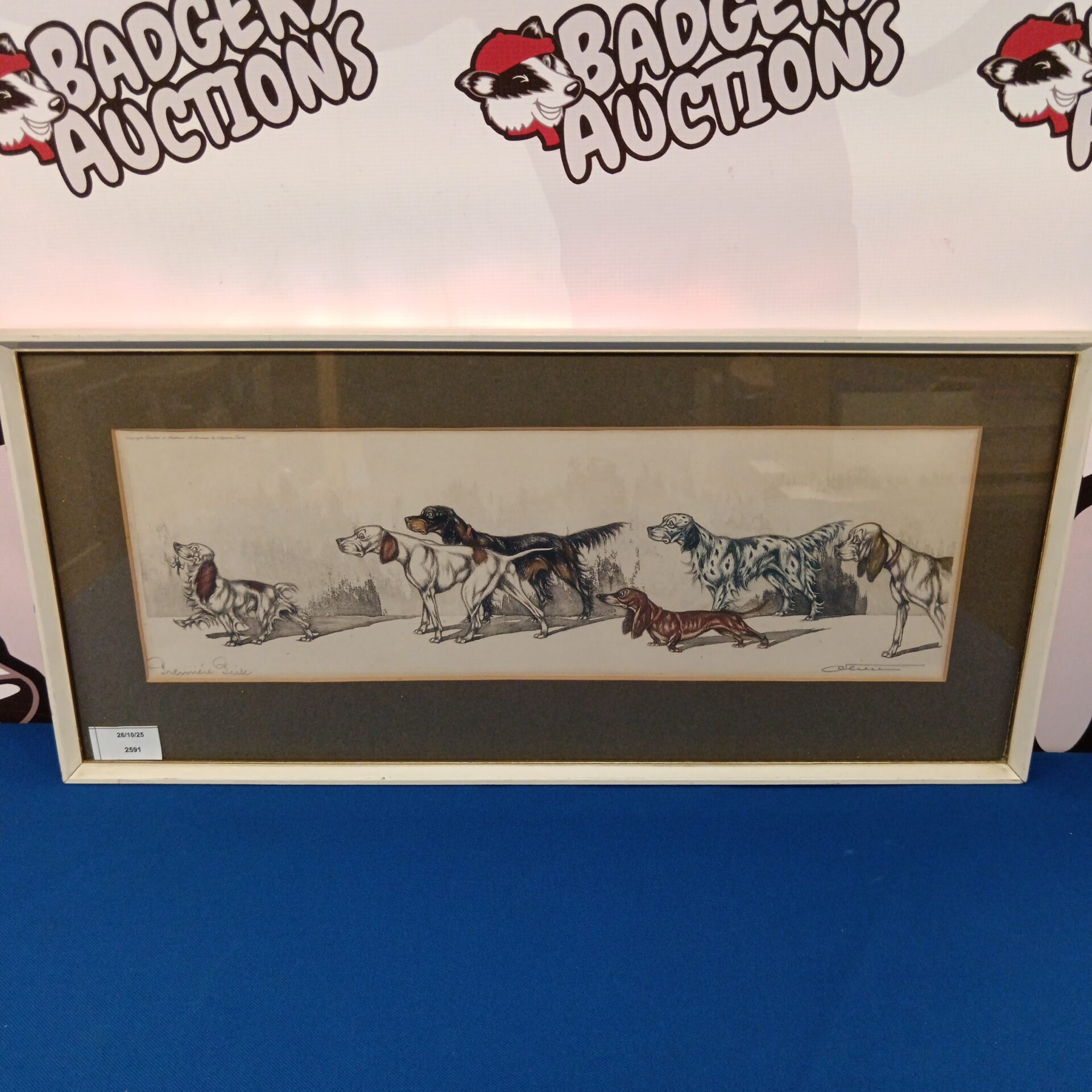 748 Ducher & Mathews signed print of dogs
