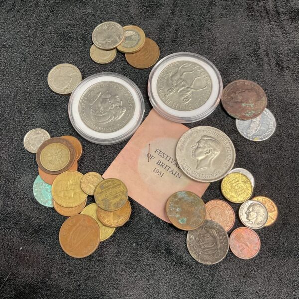 Mixed lot of vintage British coins from the 1951 Festival of Britain.