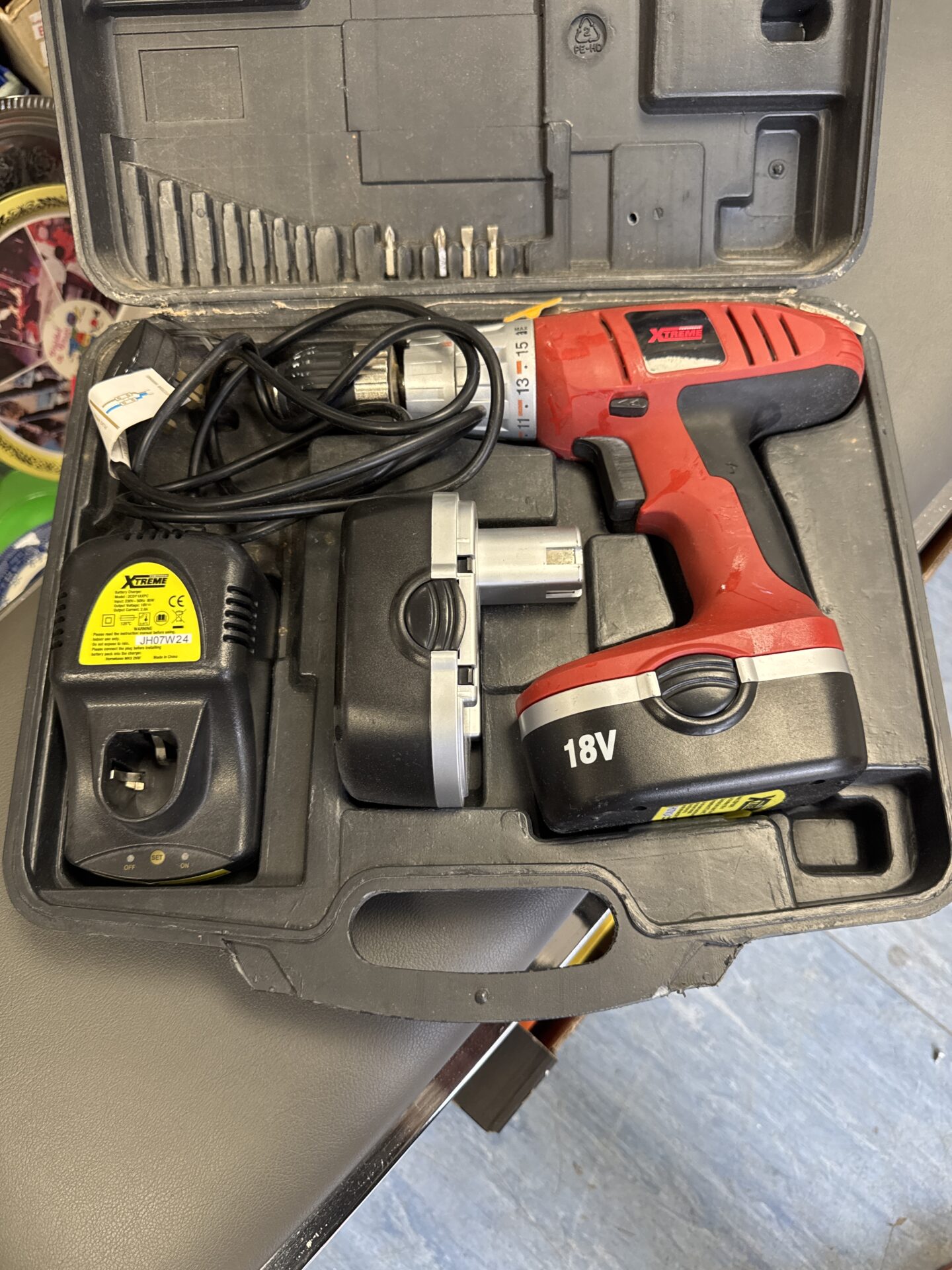 1057 Powerbase xtreme cordless drill set – untested, flat battery