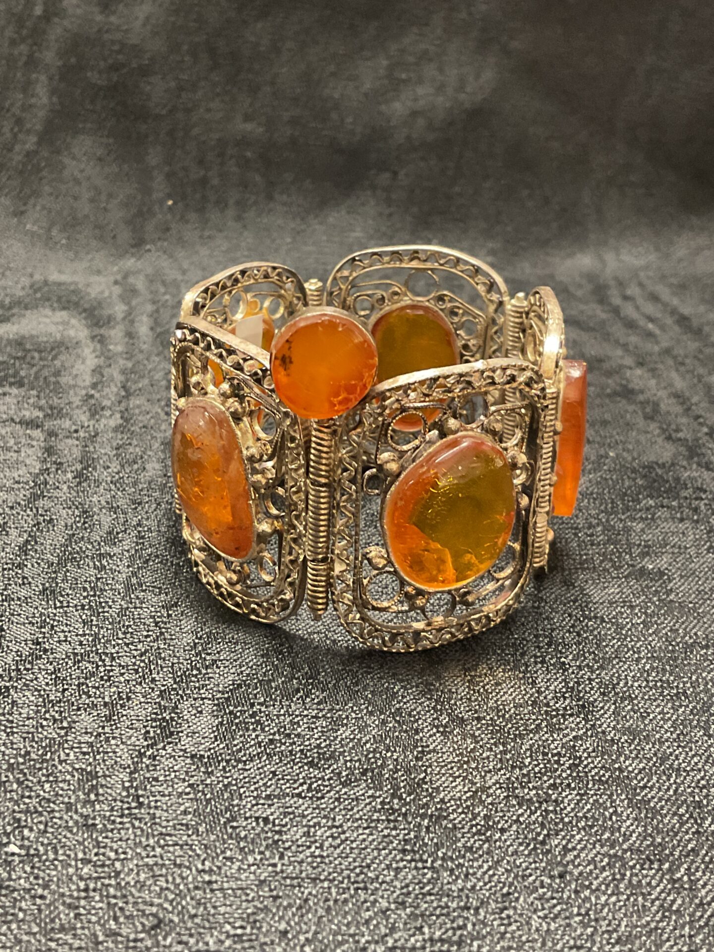 969 Indian silver and Amber bracelet