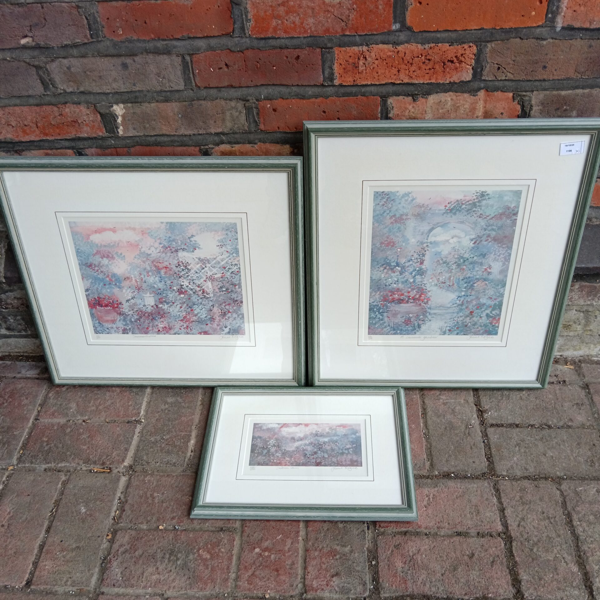 728 3 Janet Rogers signed limited edition prints of summer gardens
