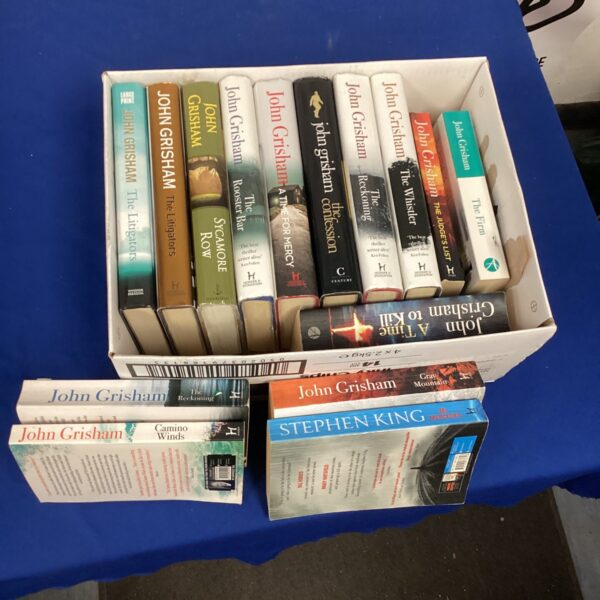 John Grisham and Stephen King novel lot, paperback books for sale.