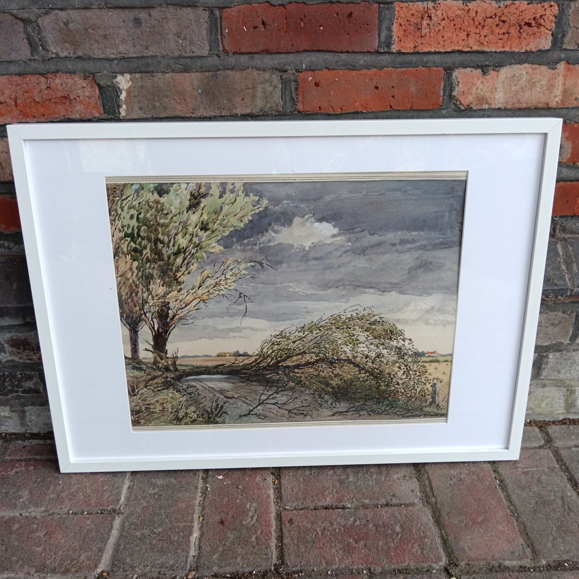 853 Marjorie bywater framed watercolour of a fallen tree