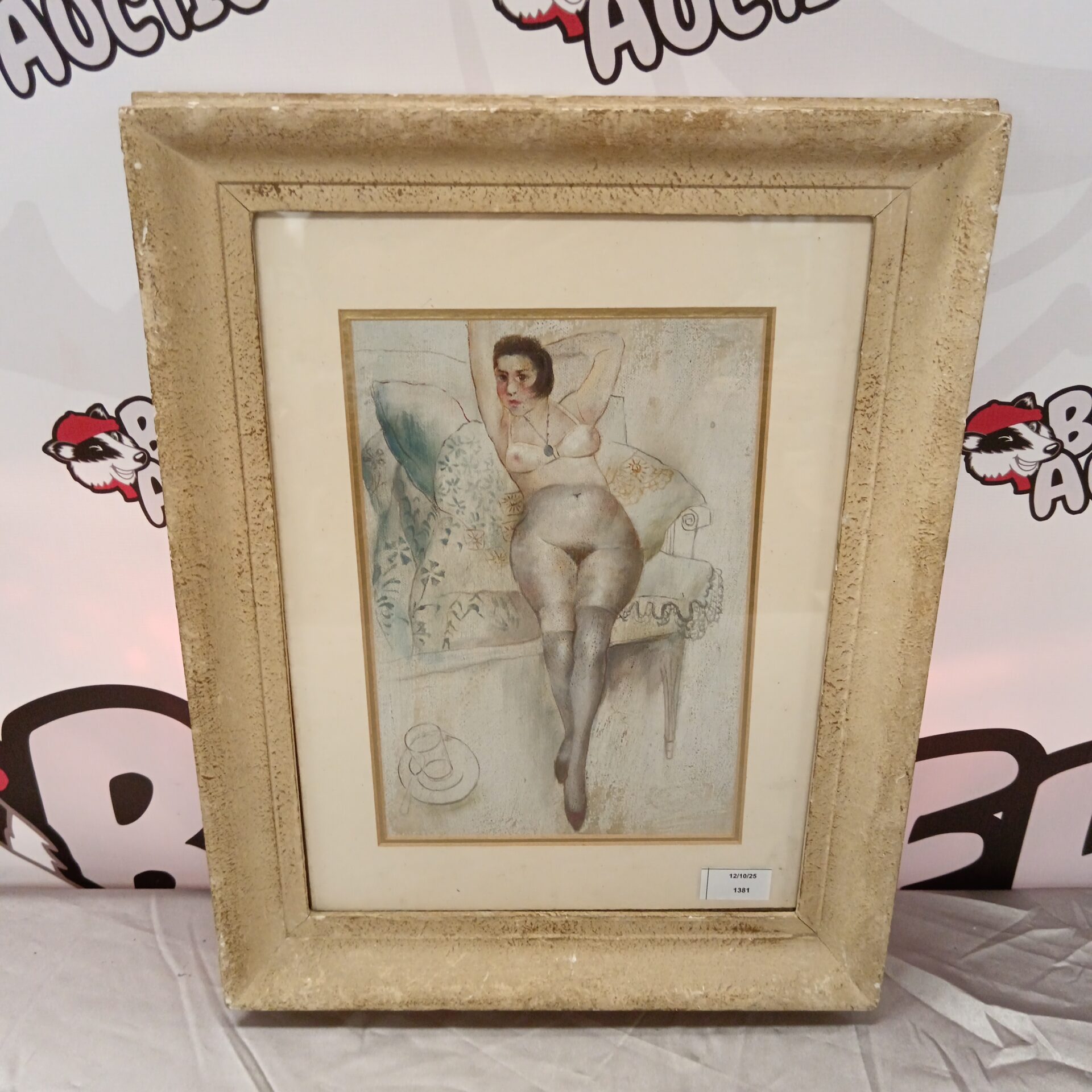 778 studio framed oil painting of a nude female in provocative pose