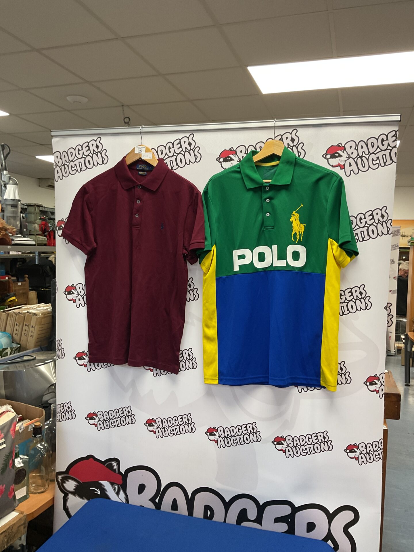 624 Polo Ralph Lauren performance polo shirt with maroon polo shirt Sizes M