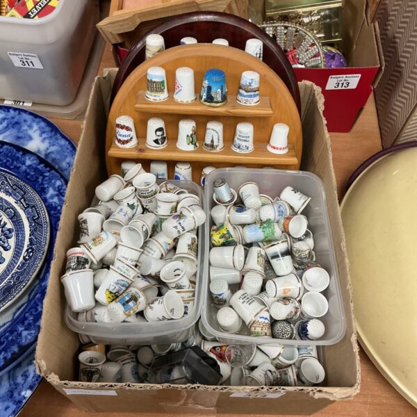 Large lot of vintage porcelain thimbles for collectors.