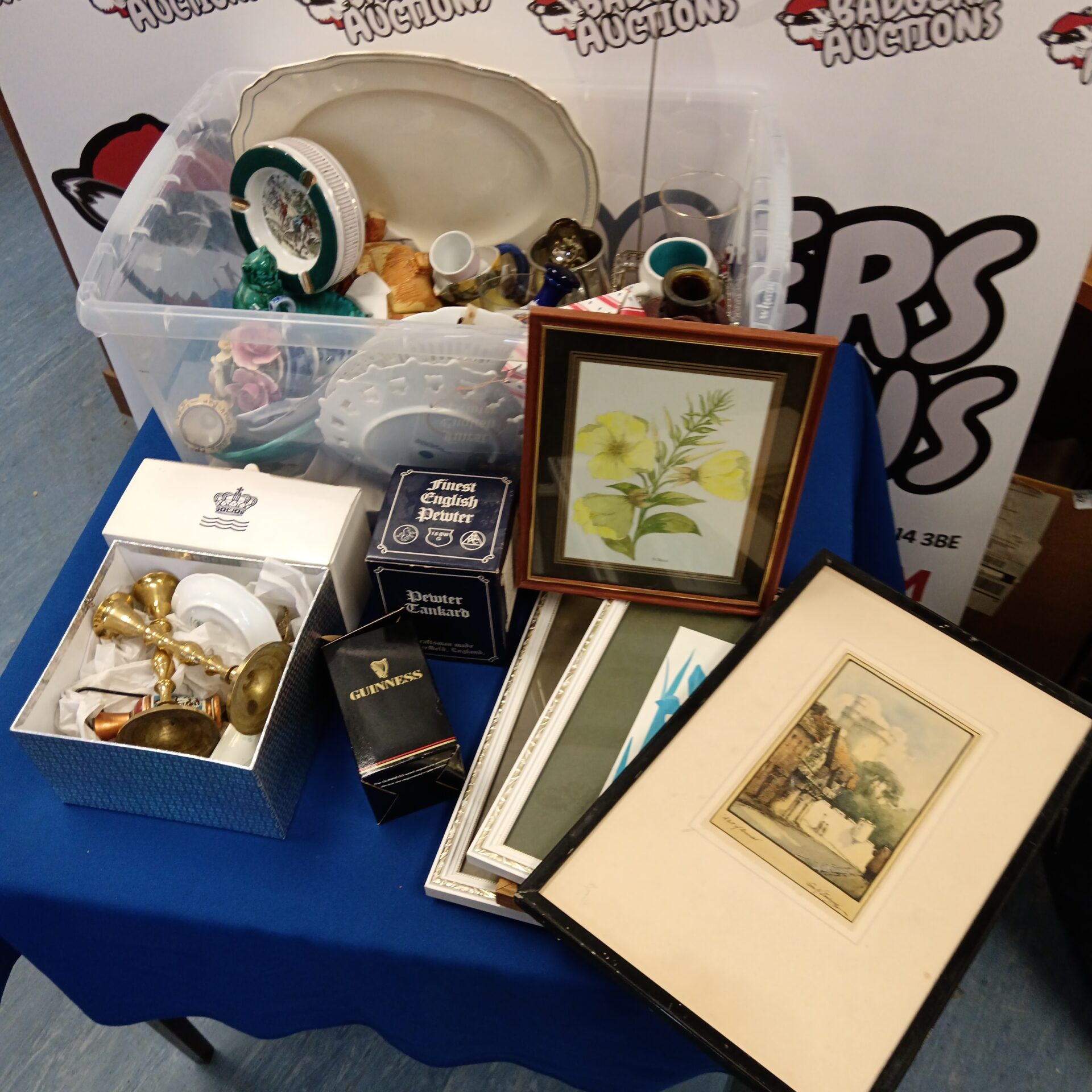 092 Large box of mixed collectables including royal Copenhagen mugs & tankards