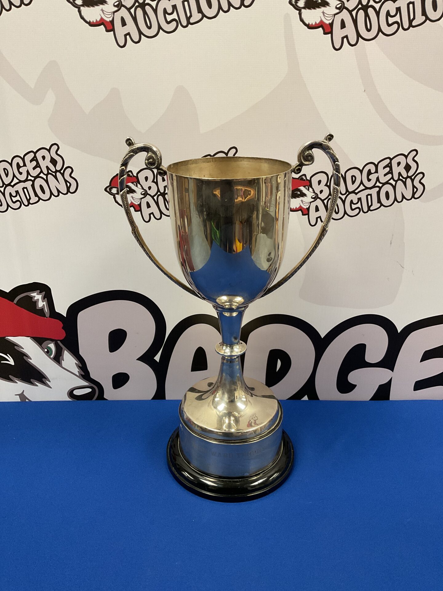065 Large 17” silver plate rumbelows hereward trophy