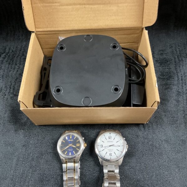Seiko Kinetic wristwatches and watch winder lot for sale.