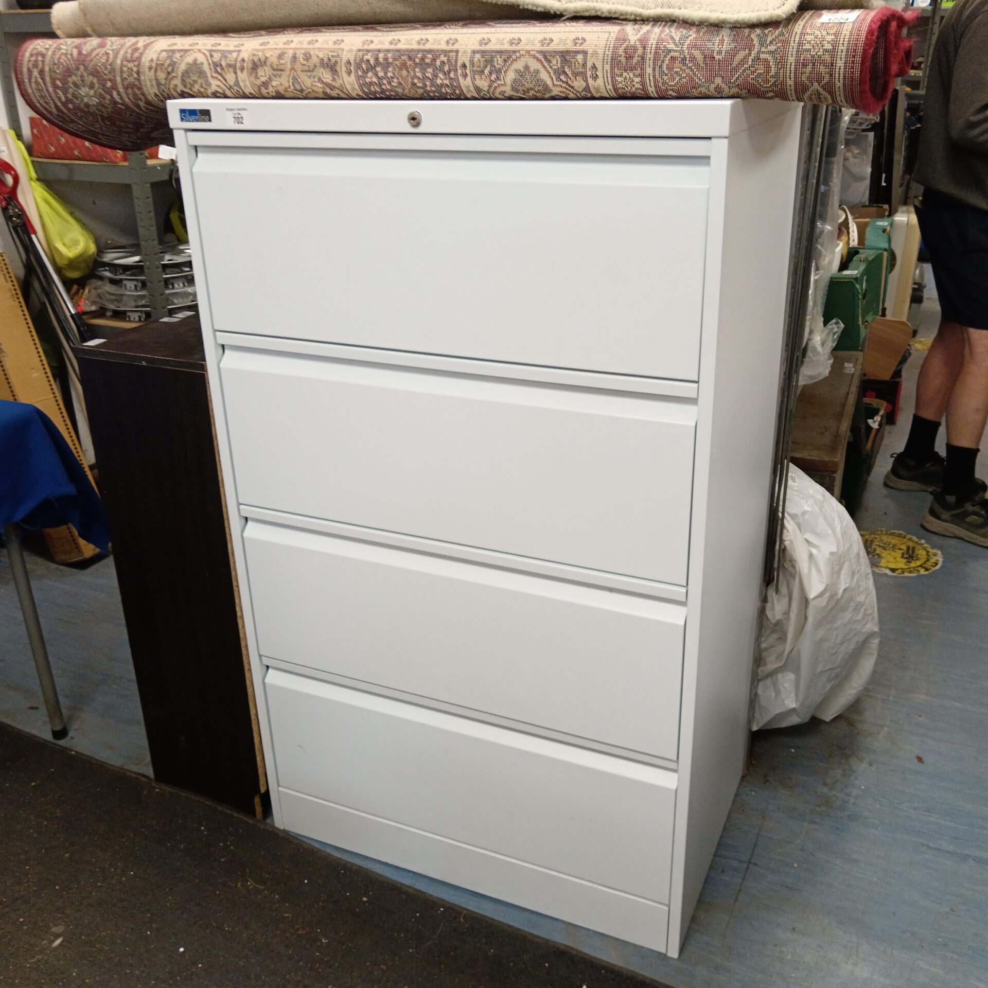 702 Large 4 drawer silver line metal filing cabinet