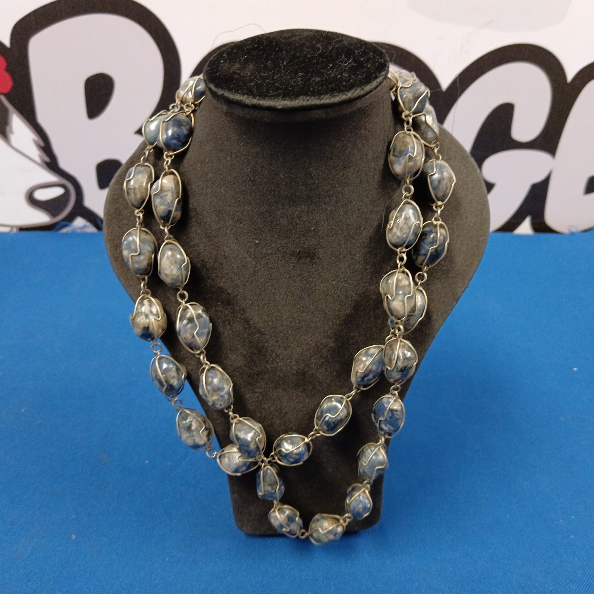 789 Chunky stone sodalite wire wrapped necklace