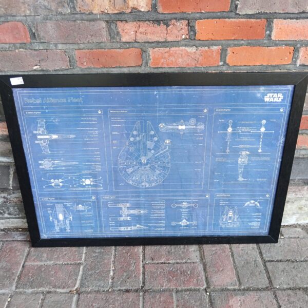 Framed Star Wars Rebel Fleet schematic print for wall decor.