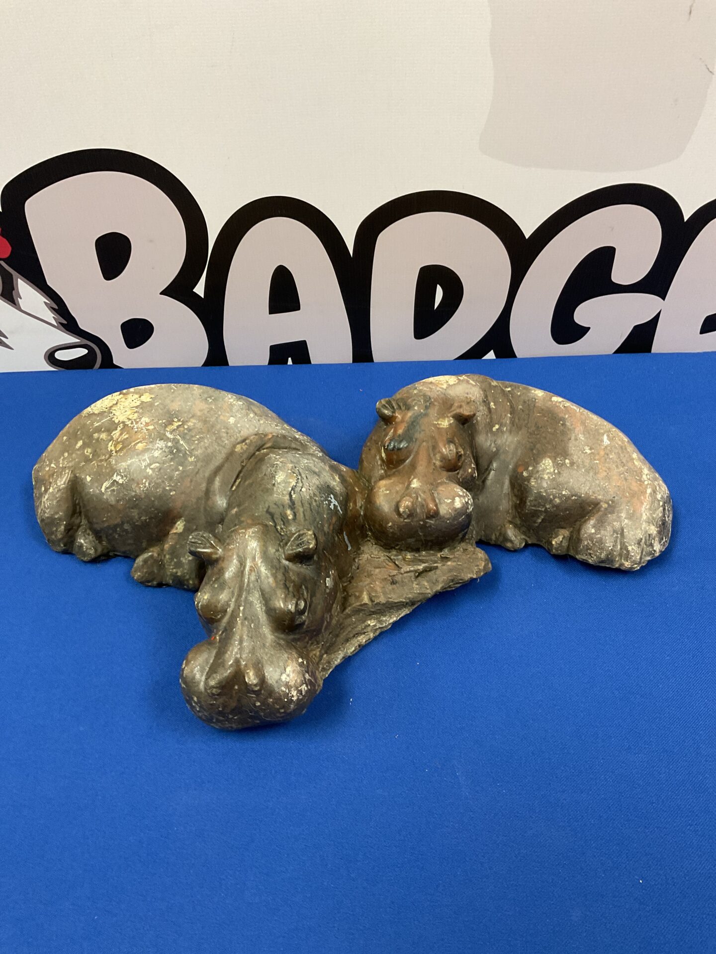 055 Heavy carved stone hippopotamus sculpture