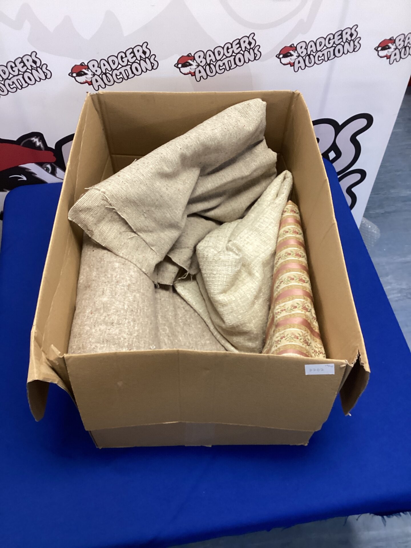 587 box of upholstery fabric