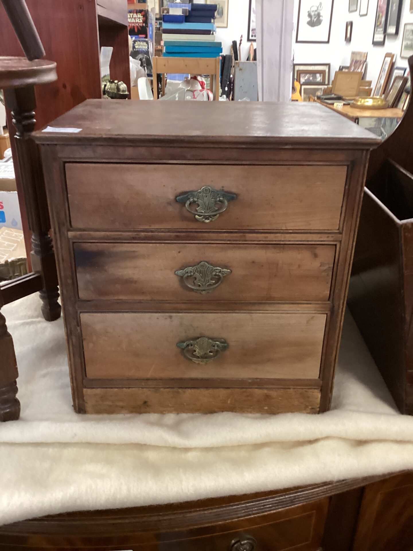271 Small victorian desktop three drawer cabinet