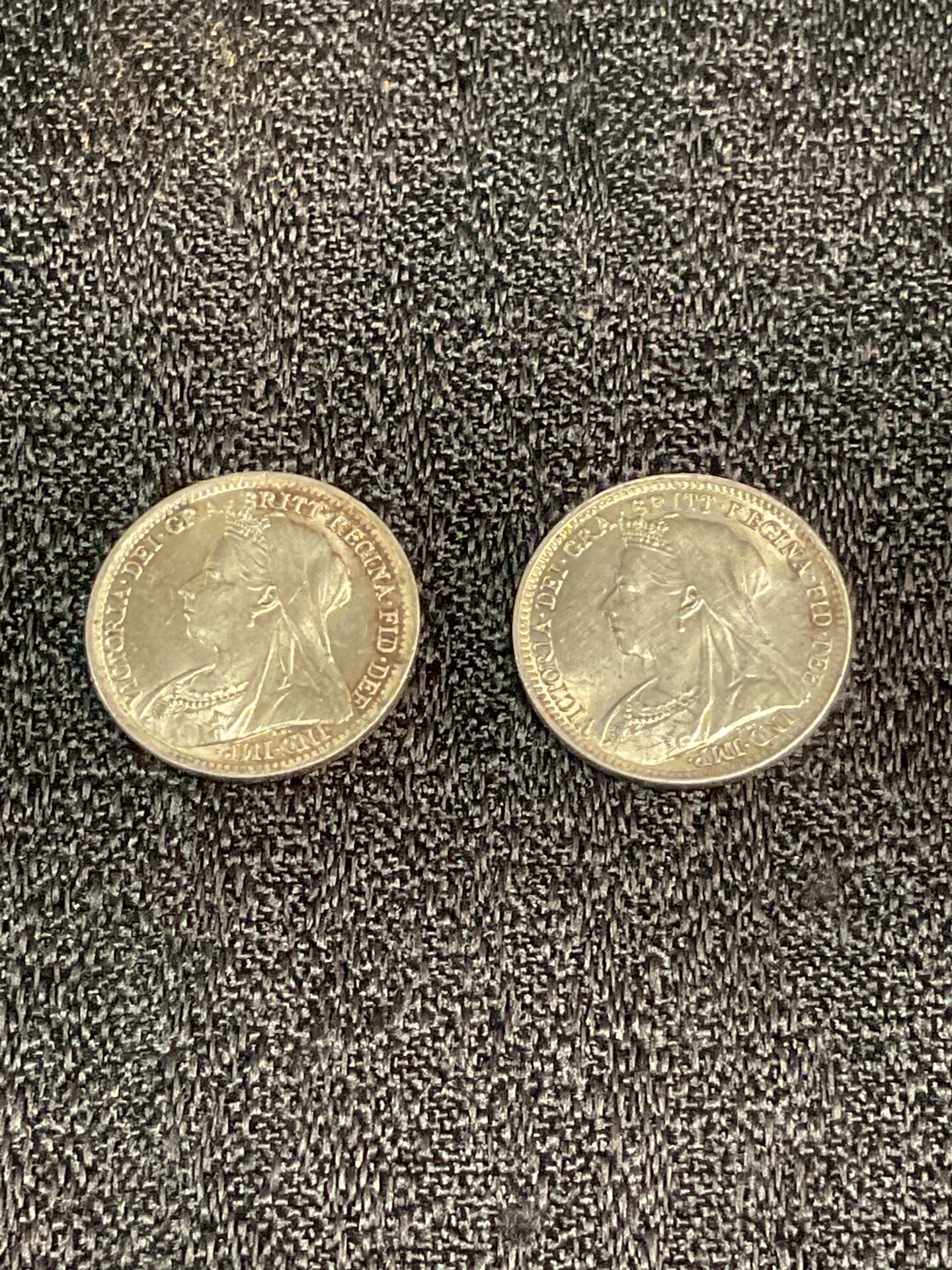 941 pair of uncirculated three penny coins 1896 and 1897