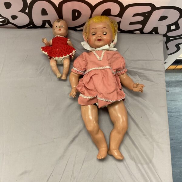 Vintage doll lot of two plastic dolls with rooted hair.