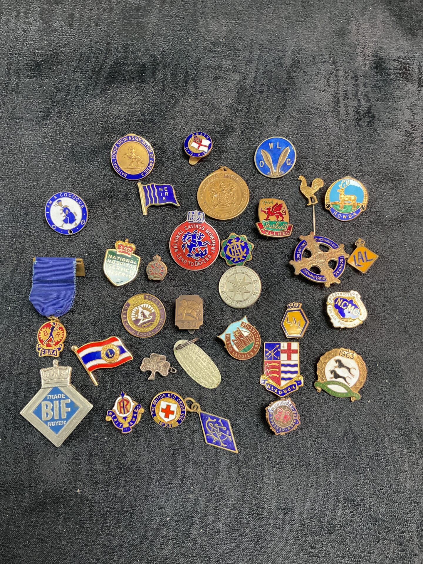 876 Collection of assorted vintage Enamel pin badges