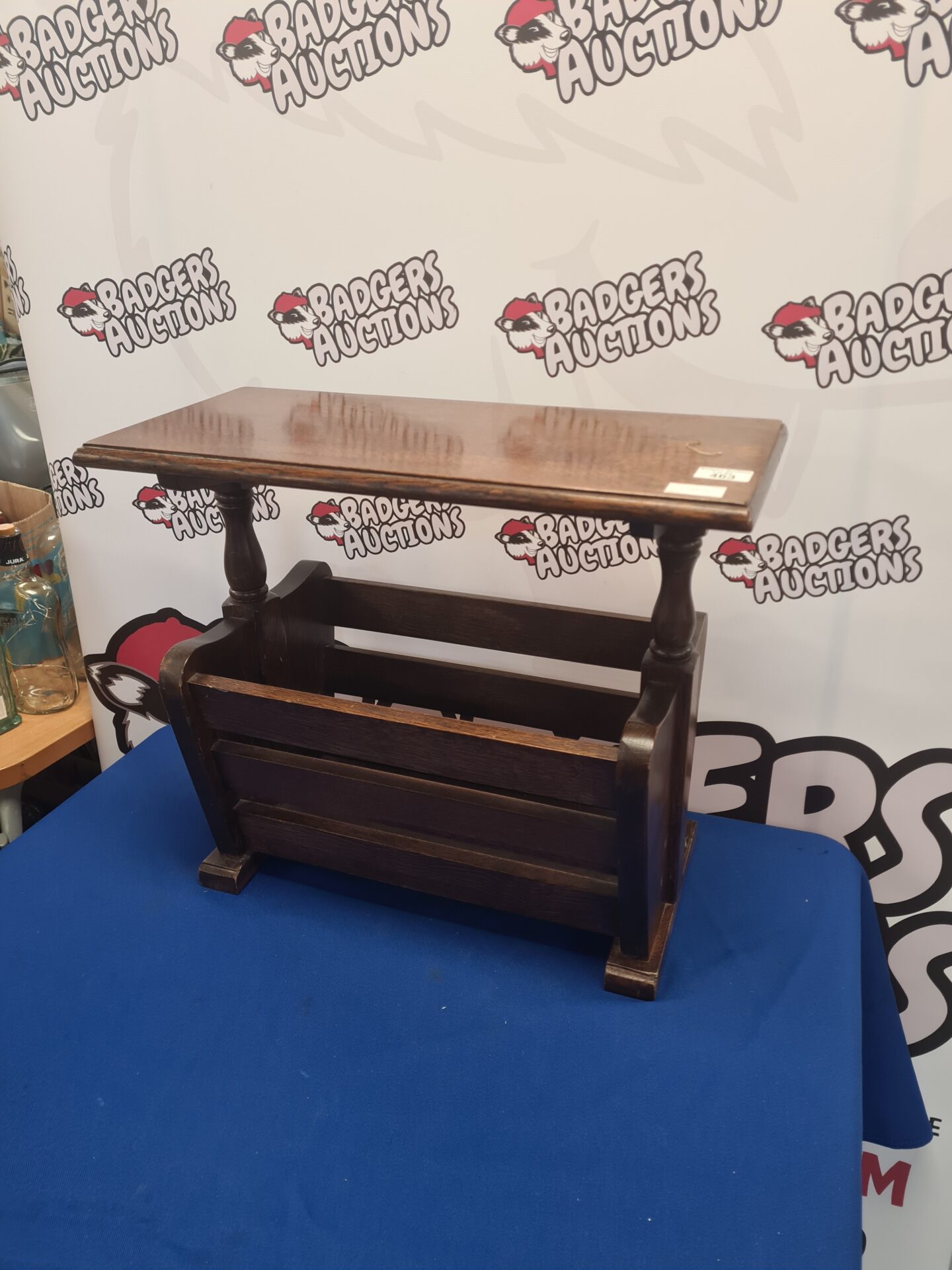 463 Vintage oak magazine rack side table
