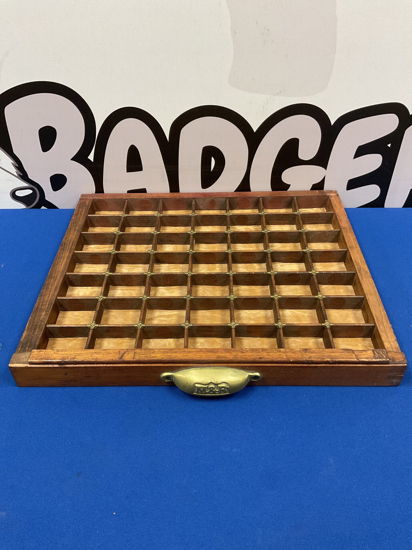 026 Vintage m& r printers block tray with brass handle