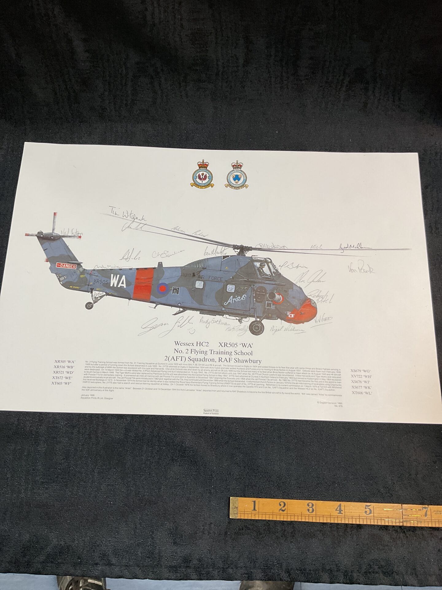 818 wessex Hc2 Cr50 Helicopter print signed by squadron members