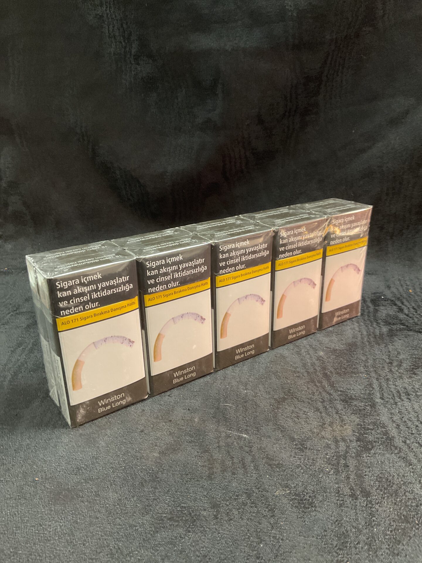 844 Ten packs of twenty winston blue long cigarettes sealed pack