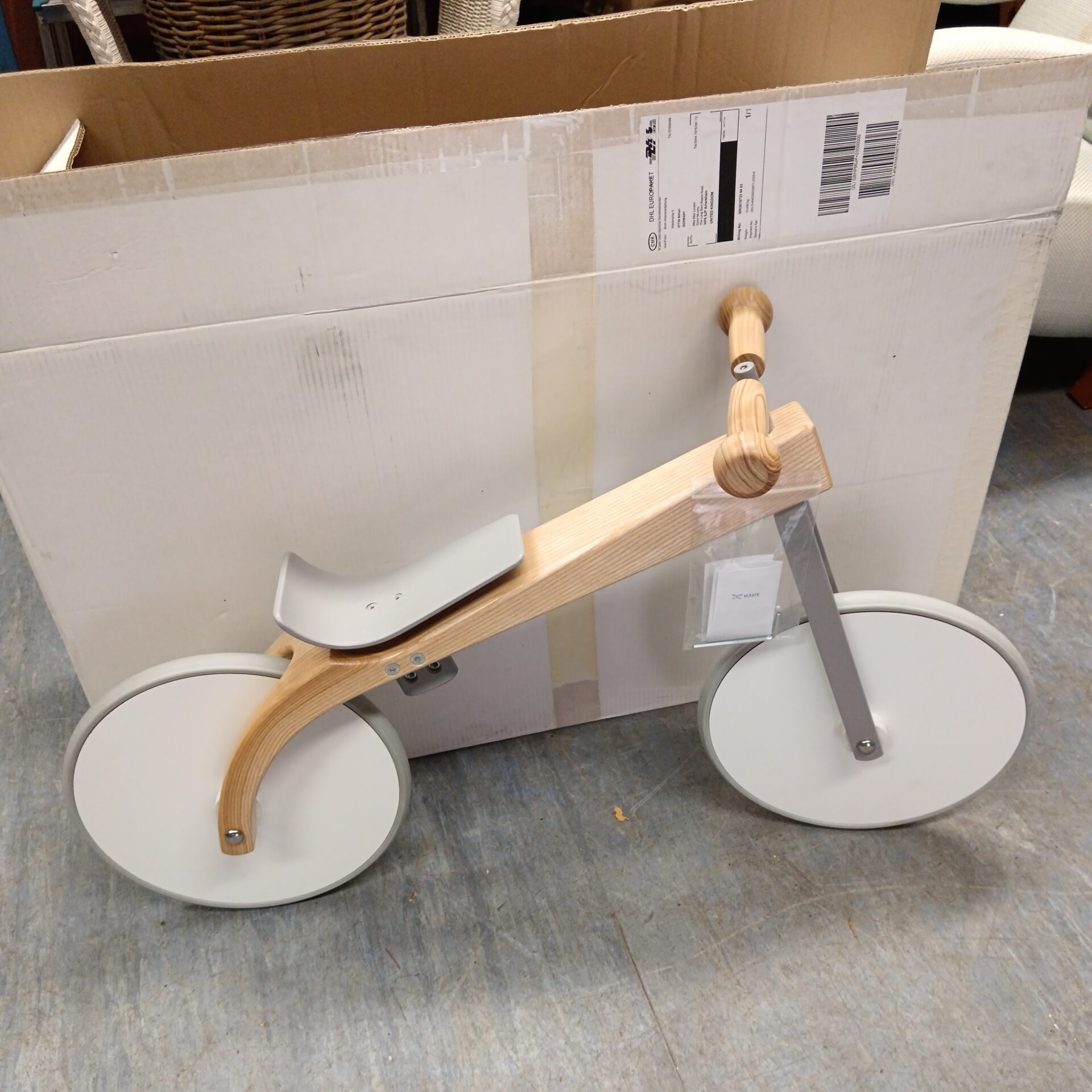 1207 New child’s push along wooden bike