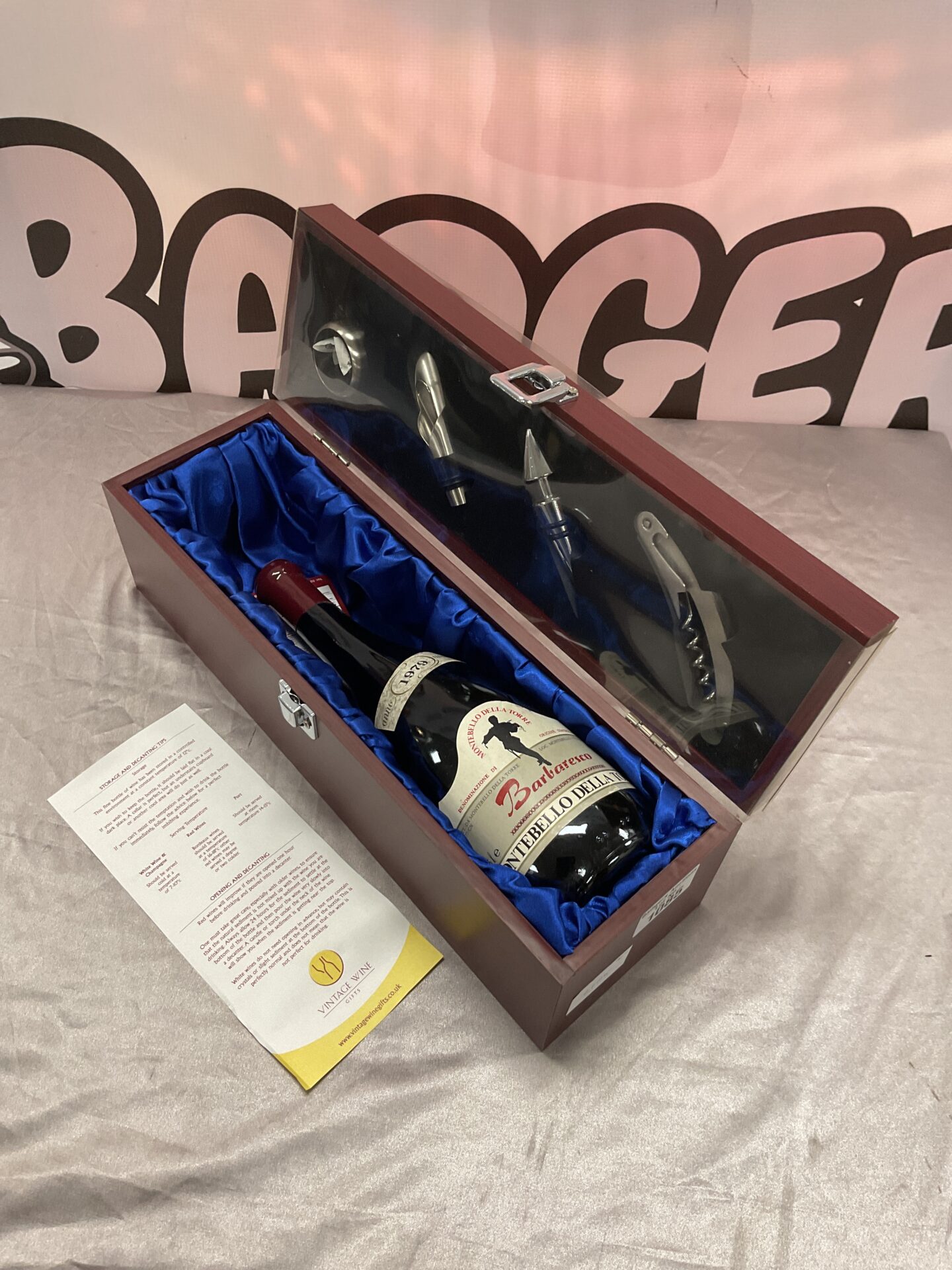 1085 Vintage Wine Gifts Bottle of 1979 Barbaresco Wine In Presentation box with bottle opener stopper ect
