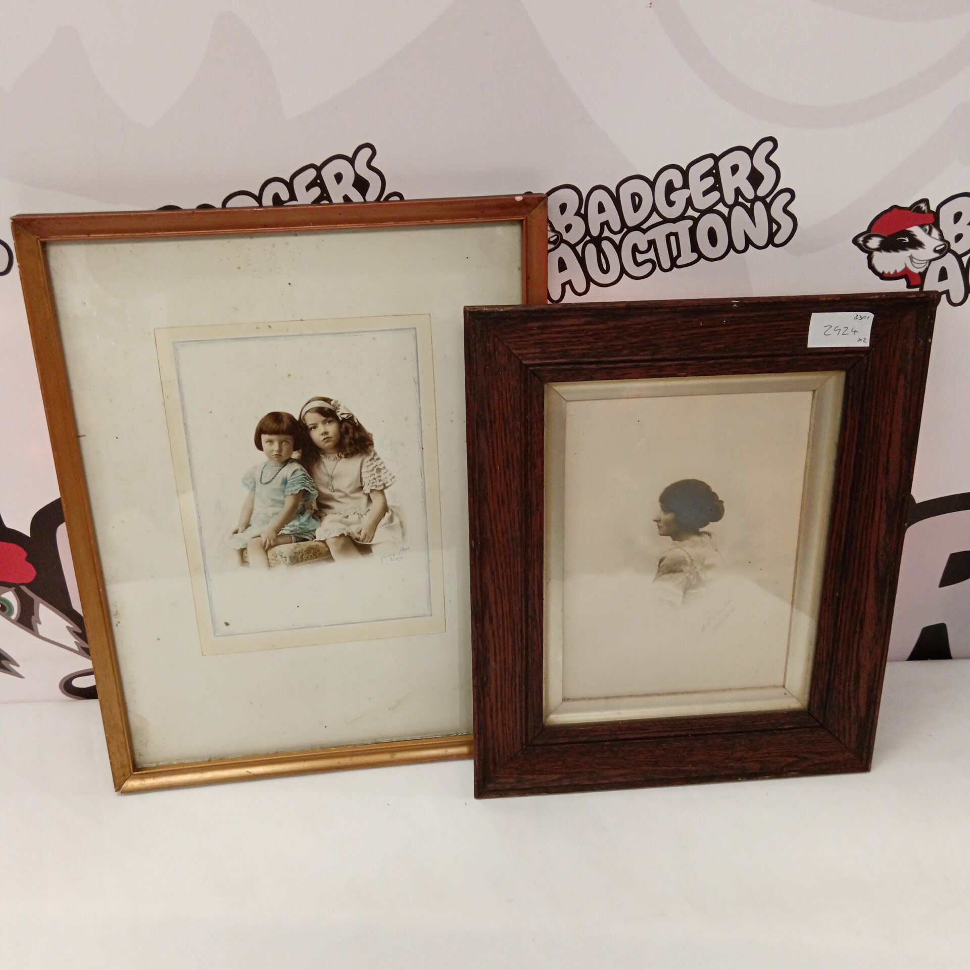 695 Two antique framed portrait photographs